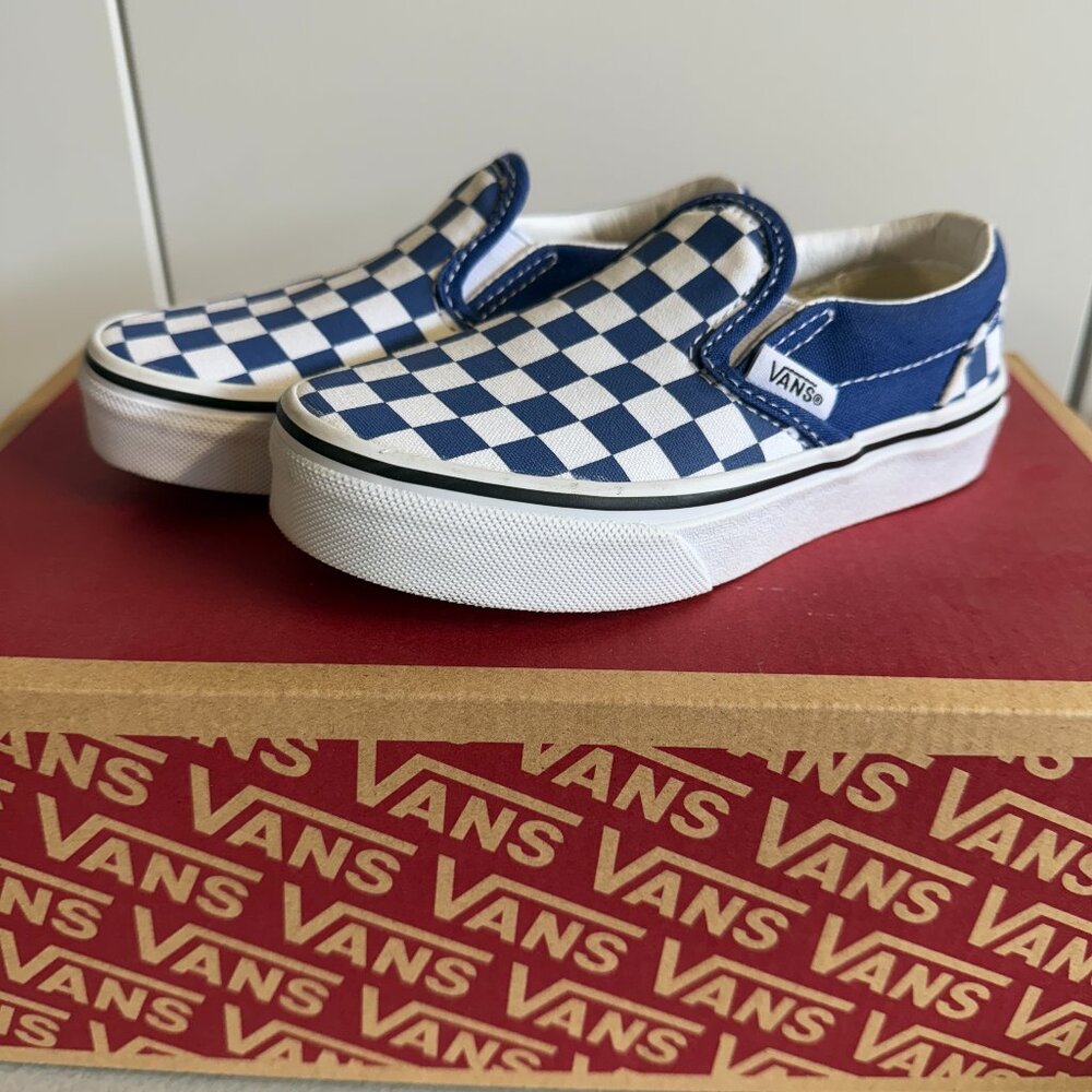 NEW! Vans Classic Slip-On - Kids Size  10.5 - Navy Checkered